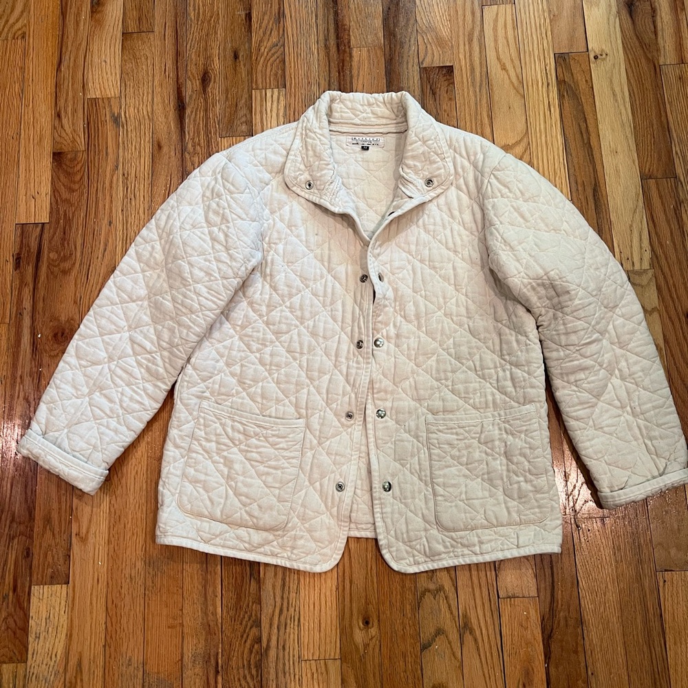 utility canvas quilted snap jacket in natural